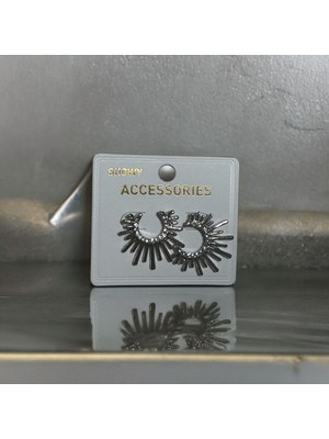 PremiumPort Parlak Zirkon Taşlı Gün Batımı Tarzı Kadın Küpe Seti