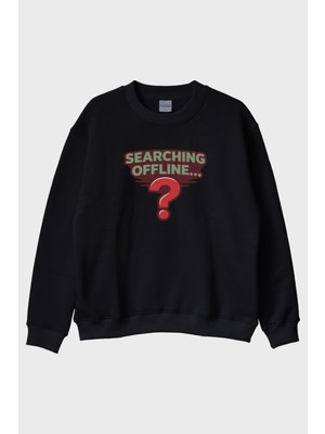 Nuugg Searching Offline Siyah Bisiklet Yaka Sweatshirt