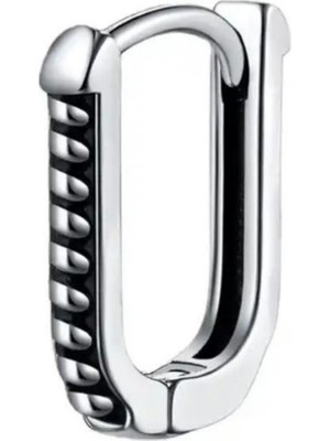 PremiumPort Gri Dikdörtgen Gotik Spor Çelik Halka Küpe, Şık ve Modern Tarz