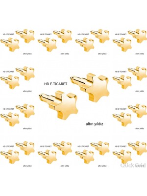 PremiumPort Parlak Altın Yıldız Kulak Delme Küpesi 12 Çift, Şıklık ve Zarafet Sunar