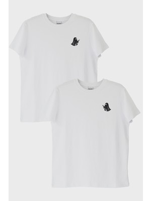 Nuugg Hayalet Silüeti Beyaz Tişört