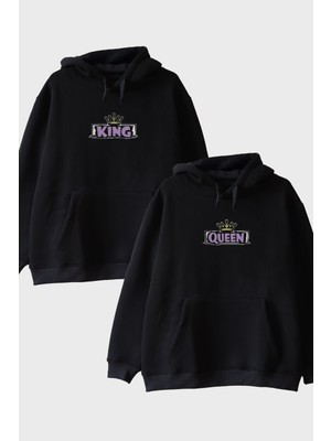 Nuugg Queen King Çift Siyah Hoodieleri