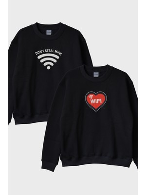 Nuugg Don’t Steal My Wifi Siyah Bisiklet Yaka Sweatshirt