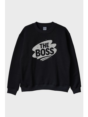 Nuugg The Boss Siyah Bisiklet Yaka Sweatshirt