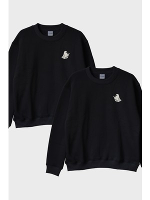 Nuugg Hayalet Silüeti Siyah Bisiklet Yaka Sweatshirt