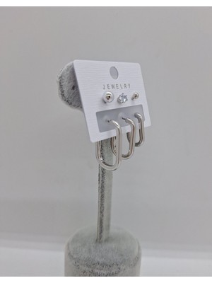 PremiumPort Şık 6'lı Zirkon Topuz Halka Küpe Seti, Zarif ve Modern Tasarım