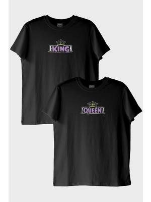 Nuugg Queen King Çift Siyah Tişörtleri