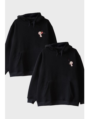 Nuugg Kalbim Yolda Siyah Hoodie