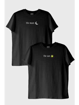 Nuugg Ay ve Gunes Siyah Tişört Seti