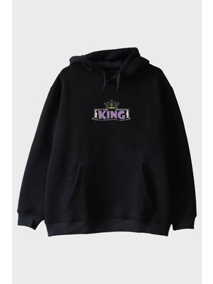 Nuugg King Yazılı Siyah Hoodie