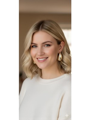 PremiumPort Parlak Gold Renk Damla Küpe, Şık ve Zarif Takı Alternatifi