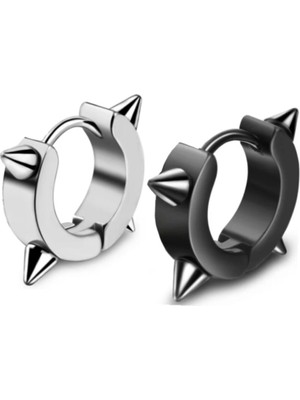 PremiumPort 2'li Çelik Halka Küpe Seti, Şık ve Modern Takı Parçası