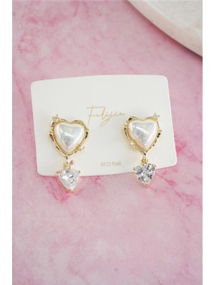 PremiumPort Şık Kadın Gümüş Baget ve Zirkon Taşlı Klipsli Küpe Seti