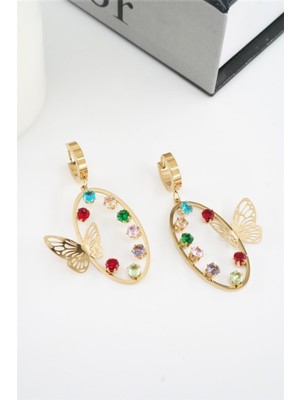 PremiumPort Şık Kadın 316L Paslanmaz Çelik Zirkon Taşlı Küpe, Zarif ve Modern Tasarım