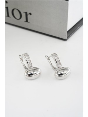 PremiumPort Kadın Zarif Elips Zirkon Taşlı Baget Küpe Çift Seti