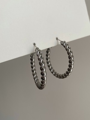 PremiumPort Şık Çelik Silver Burgu Halka Küpe 4cm Çap, Parlak ve Dayanıklı Tasarım