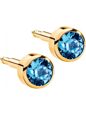 PremiumPort Parlak Açık Mavi Taşlı Şık Küpe, Zarif ve Modern Tasarım