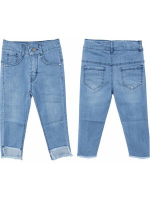 Egecan Paçası Önden Yırtmaçlı Kız Çocuk Kot Pantolon