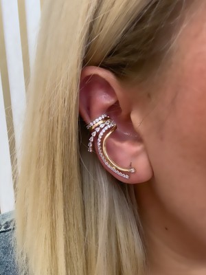 PremiumPort Çift Renkli Büyük Ear Cuff Kıkırdak Küpe, Şık ve Modern Tasarım