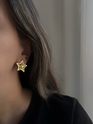 PremiumPort Parlak Çelik Gold Yıldız Form Küpe, Şık ve Dayanıklı Tasarım