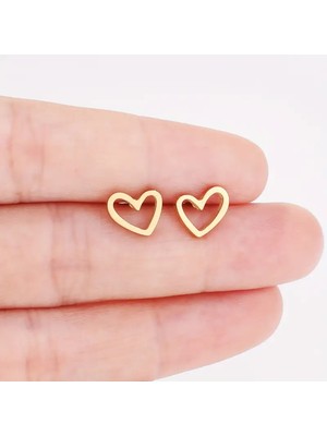 PremiumPort Şık Paslanmaz Çelik Kalp Küpe, Zarif ve Dayanıklı Takı Hediye