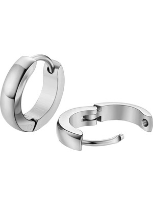 PremiumPort Parlak Ince Halka Çelik Erkek ve Unisex Küpe Çifti, 2 Adet