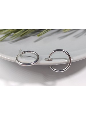 PremiumPort Çelik ve Gümüş Renk Yaylı Sıkıştırmalı Halka Küpe Seti