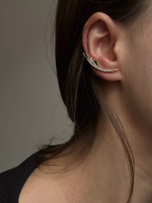 PremiumPort Yeşil Taş ve Zirkon Detaylı Çelik Küpe Çift Seti