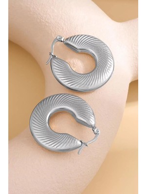 PremiumPort Şık Paslanmaz Çelik Halka Küpe Çift Seti, Modern ve Dayanıklı Takı