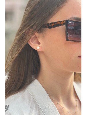 PremiumPort Eşsiz Rose Gold Top Inci Küpe, Şık ve Zarif Takı Tasarımı