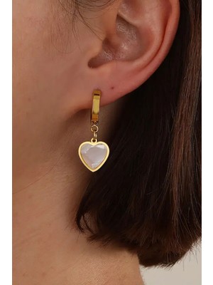 PremiumPort Parlak Taşlı Titanyum Çelik Küpe, Şık ve Modern Takı Tasarımı