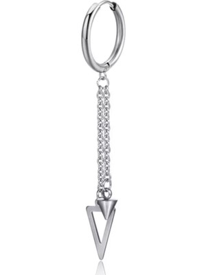 PremiumPort Gothic Punk Zincirli Püsküllü Üçgen Sarkaç Tekli Küpe