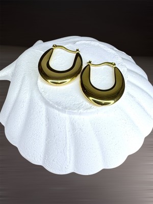 PremiumPort Modern 316L Çelik Gold Renk Damla Halka Küpe, Şıklık ve Zarafet Sunar