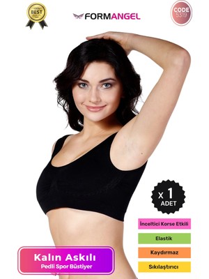 Form Angel #büstiyer Dikişsiz Seamless Kadın Esnek Yumuşak Kumaş Kalın Askılı Pedli Spor Büstiyer - 1 Adet