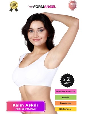 Form Angel #büstiyer Dikişsiz Seamless Kadın Esnek Yumuşak Kumaş Kalın Askılı Pedli Spor Büstiyer - 2 Adet
