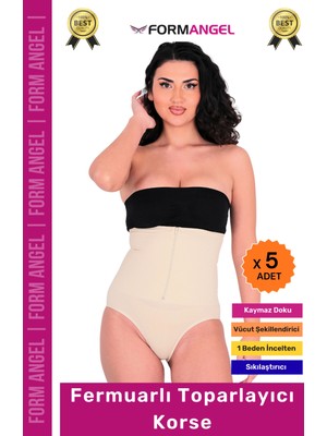 Form Angel #korse Yüksek Bel Vücut Karın Mide Şekillendirici Külot Fermuarlı Toparlayıcı Slip Korse - 5 Adet