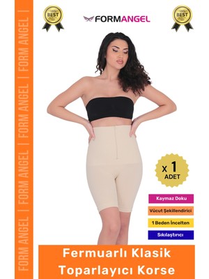 Form Angel #korse Vücut Bel Popo Şekillendiren Sıkılaştırıcı Fermuarlı Paçalı Klasik Toparlayıcı Korse - 1 Adet