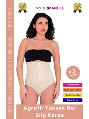 Form Angel #korse Vücut Şekillendiren Toparlayıcı Kaymaz Agraflı Yüksek Bel Slip Kadın Külot Korse - 2 Adet