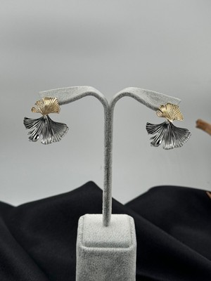 PremiumPort Şık Yaprak Tasarımlı Çift Renkli Zarif Küpe