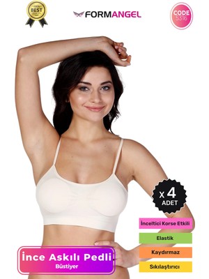 Form Angel #büstiyer Dikişsiz Seamless Kadın Esnek Yumuşak Kumaş Ip Ince Askılı Pedli Spor Büstiyer - 4 Adet