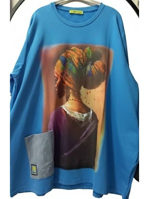 Kadın Oversize Desenli Uzun Kollu Tunik