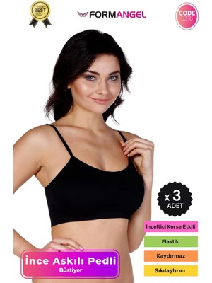 Form Angel #büstiyer Dikişsiz Seamless Kadın Esnek Yumuşak Kumaş Ip Ince Askılı Pedli Spor Büstiyer - 3 Adet