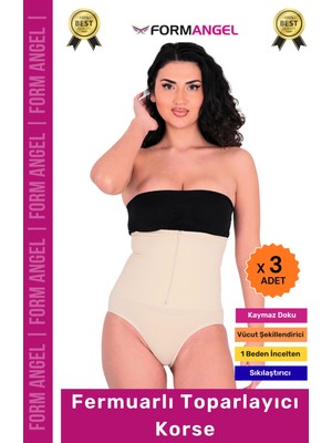 Form Angel #korse Yüksek Bel Vücut Karın Mide Şekillendirici Külot Fermuarlı Toparlayıcı Slip Korse - 3 Adet