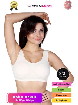 Form Angel #büstiyer Dikişsiz Seamless Kadın Esnek Yumuşak Kumaş Kalın Askılı Pedli Spor Büstiyer - 5 Adet