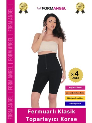 Form Angel #korse Vücut Bel Popo Şekillendiren Sıkılaştırıcı Fermuarlı Paçalı Klasik Toparlayıcı Korse - 4 Adet