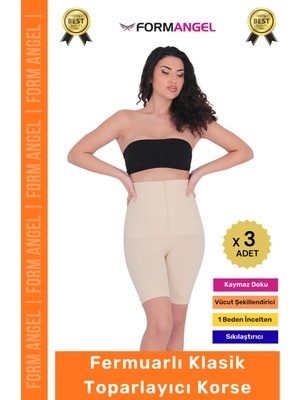 Form Angel #korse Vücut Bel Popo Şekillendiren Sıkılaştırıcı Fermuarlı Paçalı Klasik Toparlayıcı Korse - 3 Adet