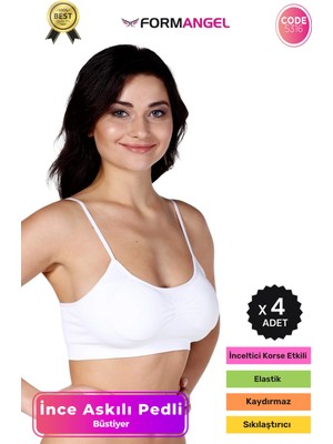 Form Angel #büstiyer Dikişsiz Seamless Kadın Esnek Yumuşak Kumaş Ip Ince Askılı Pedli Spor Büstiyer - 4 Adet