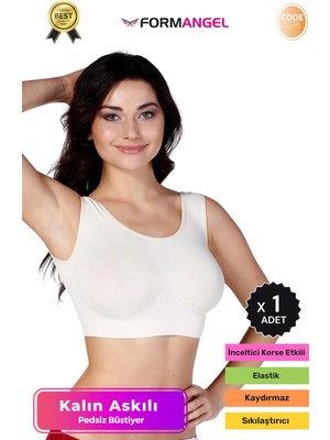 Form Angel #büstiyer Dikişsiz Seamless Kadın Esnek Yumuşak Kumaş Kalın Askılı Pedsiz Spor Büstiyer - 1 Adet