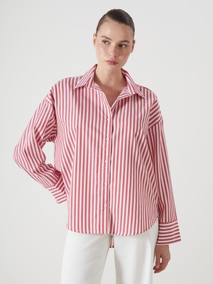 Lc Waikiki Yeni Sezon Çizgili Oversize Kadın Gömlek
