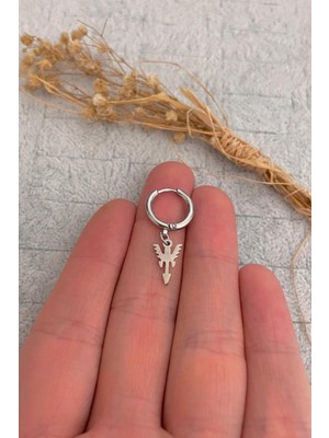 PremiumPort Şık Unisex Gümüş Renk Sallantılı Çelik Halka Küpe 1 Adet